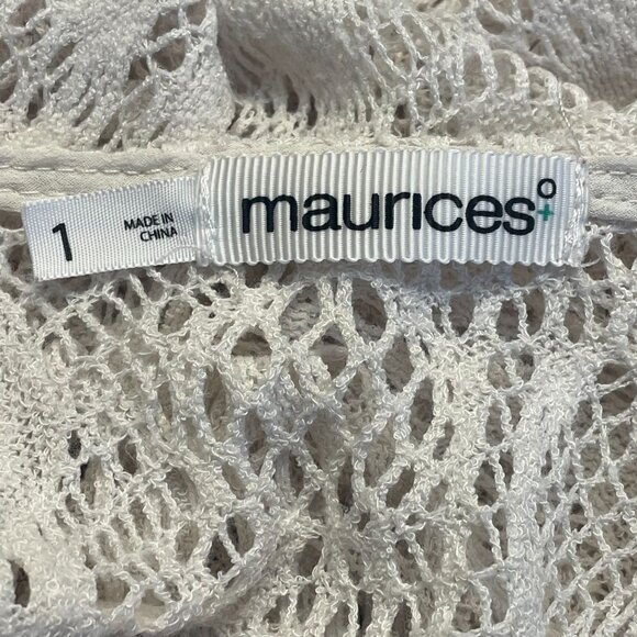 Womens Boho Beach Crochet Mid Length Cardigan Sweater 1X Ivory Neutral Travel - Picture 6 of 6